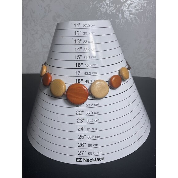 Earth Tone Beaded Necklace With Adjustable Chain & Brown Cord - Picture 2 of 5